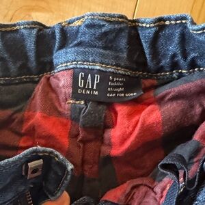 GAP Blue Denim Jeans with Red Plaid Lining